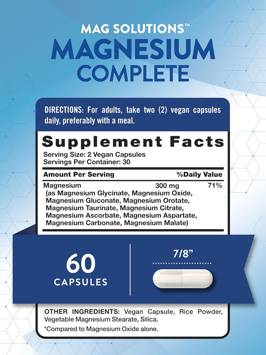 Nature'S Truth Magnesium Complex Capsules 10 Forms | 300Mg | 60 Count | Glycinate, Citrate, Plus More | Vegan, Non-Gmo & Gluten Free Supplement
