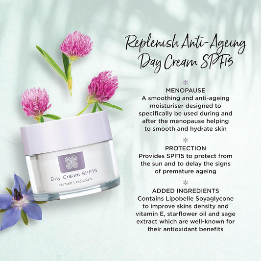 Healthspan Anti-Ageing Day Cream Spf15 (50Ml) | Combat The Effects Of Lower Oestrogen Levels | Phytoestrogens | Hydrate & Improve Skin Elasticity | Reduce Lines & Wrinkles | Brighter Complexion