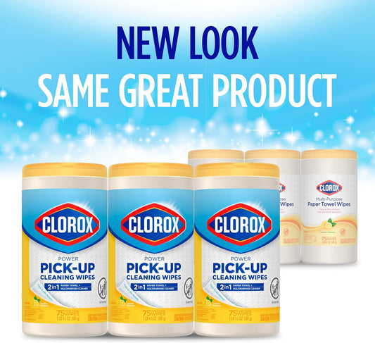 Clorox Power Pick-Up Cleaning Wipes, Lemon Verbena, 75 Paper Towel Wipes, Pack Of 3 (Pack May Vary)