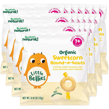 Little Bellies Organic Round-a-Bouts Baby Snack, Sweetcorn, Pack of 18