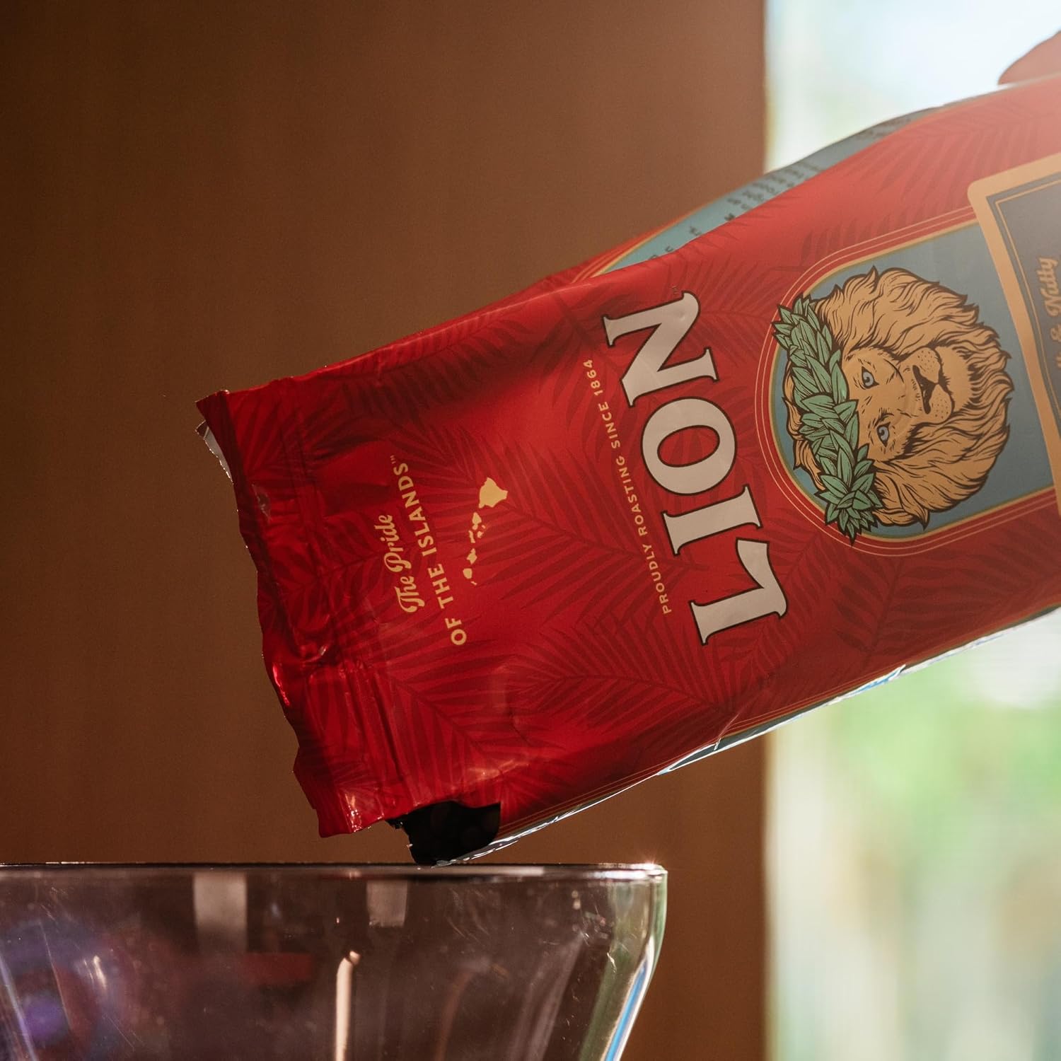 Lion Coffee, Arabica Coffee Beans, Light Roast, Premium Ground Coffee, Toasted Coconut Flavor, A Taste Of Aloha, 10 Ounce Bag