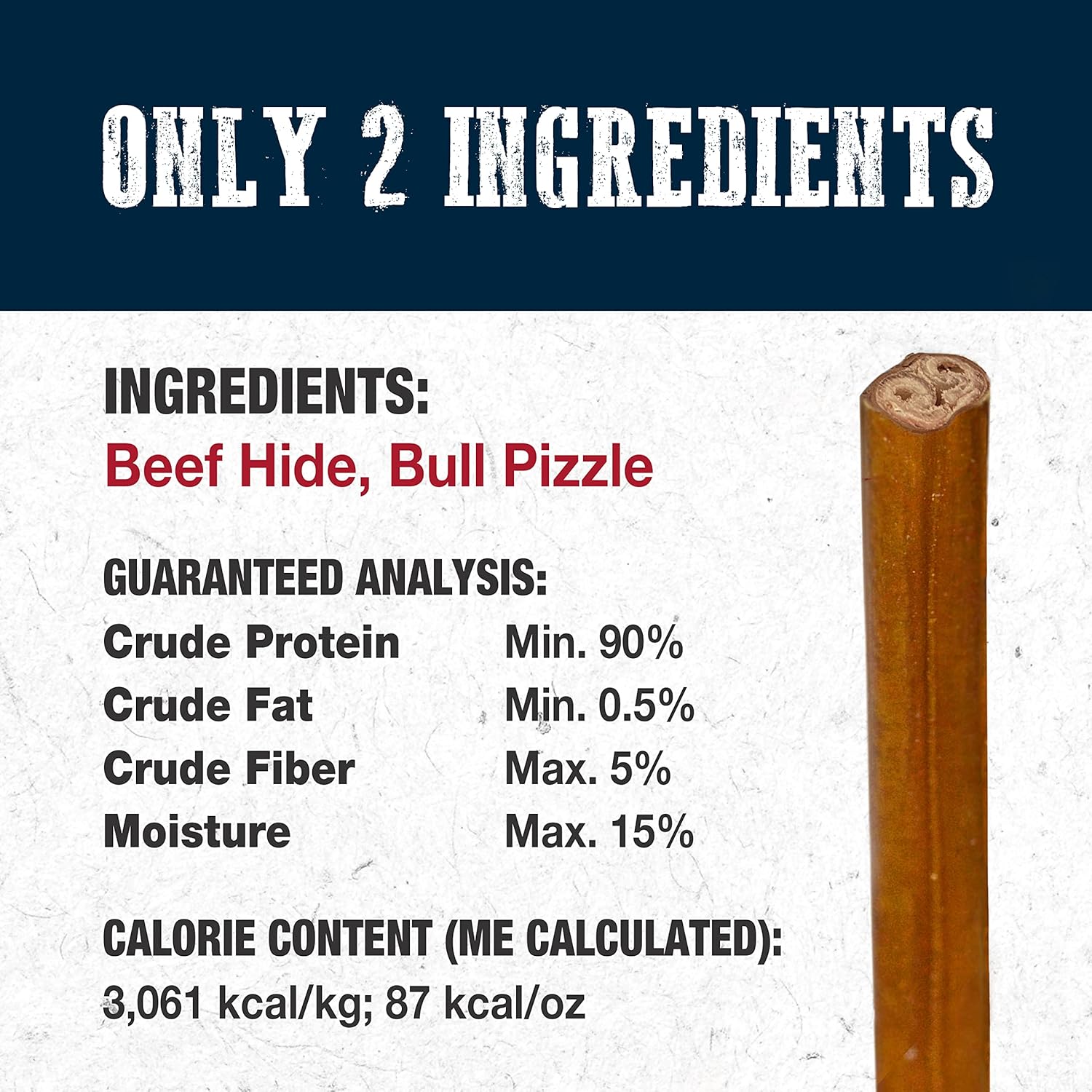 Cadet Bully Hide Sticks for Small Dogs – All-Natural Beef Pizzle, High Protein, Low Fat, Long-Lasting, Grain & Rawhide-Free Dog Chews for Aggressive Chewers, Small (1 Count)