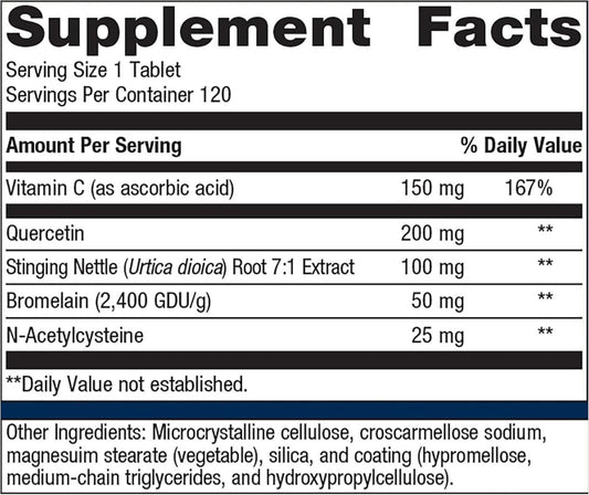 Metagenics Sinuplex - Healthy Respiratory Support* - With Vitamin C, Stinging Nettle Extract, N-Acetylcysteine, Quercetin & More - Immune Supplement With Vit C* - 120 Tablets