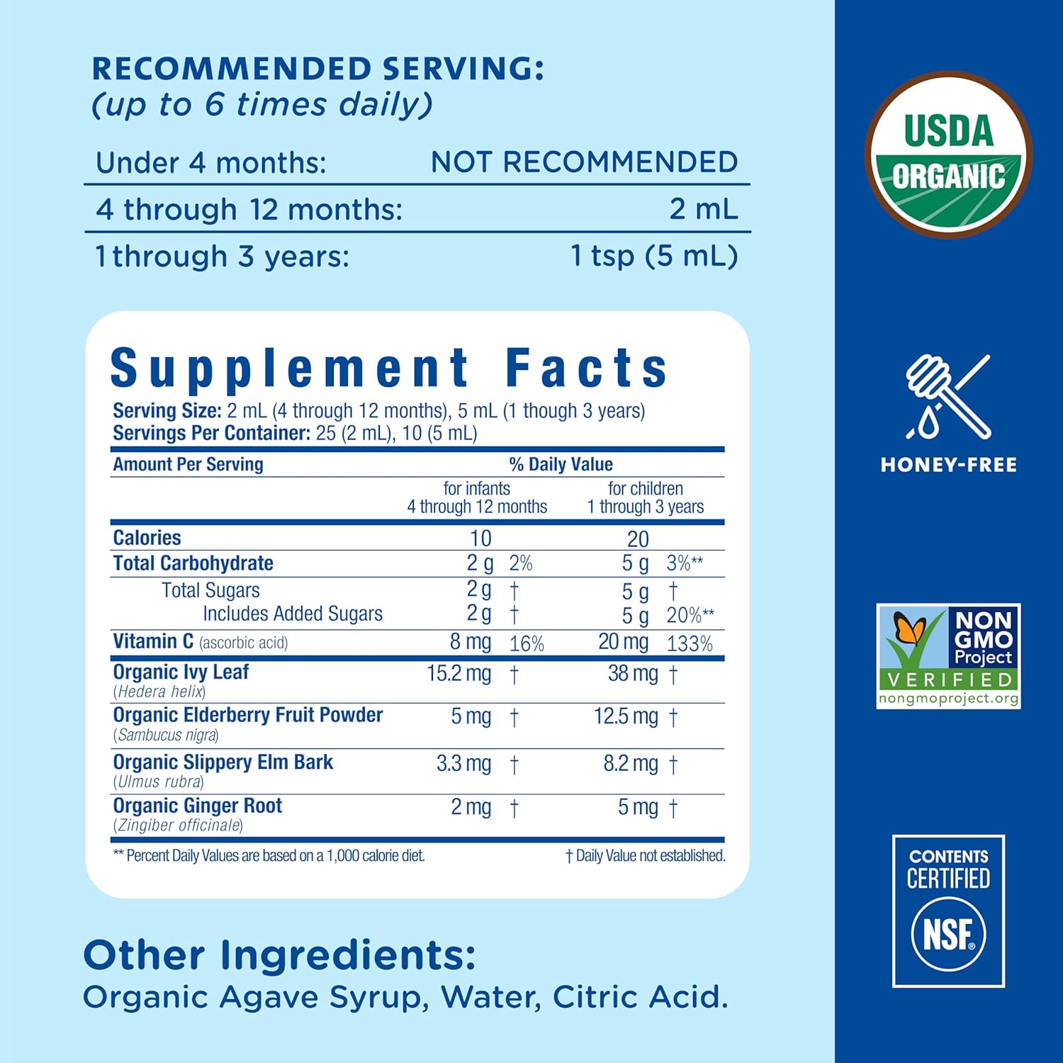 Mommy'S Bliss Organic Baby Cough Syrup And Mucus + Immunity Support, Contains Organic Agave And Ivy Leaf, Made For Babies 4 Month+, 1.67 Fluid Ounces