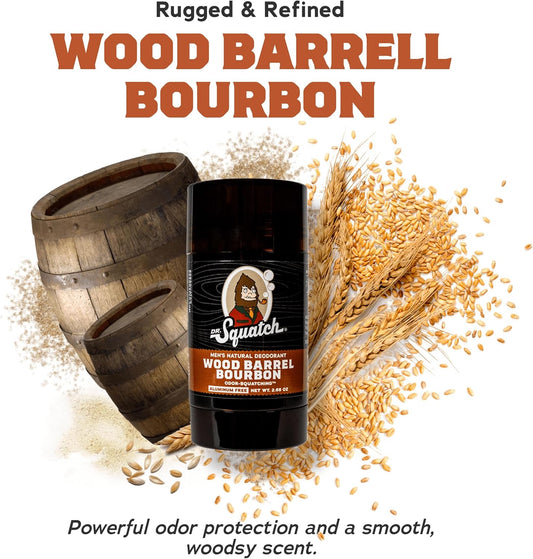 Dr. Squatch Natural Deodorant For Men 2 Pack Wood Barrel Bourbon – Odor-Squatching Men'S Deodorant Aluminum Free (2.65 Oz, 2 Pack)