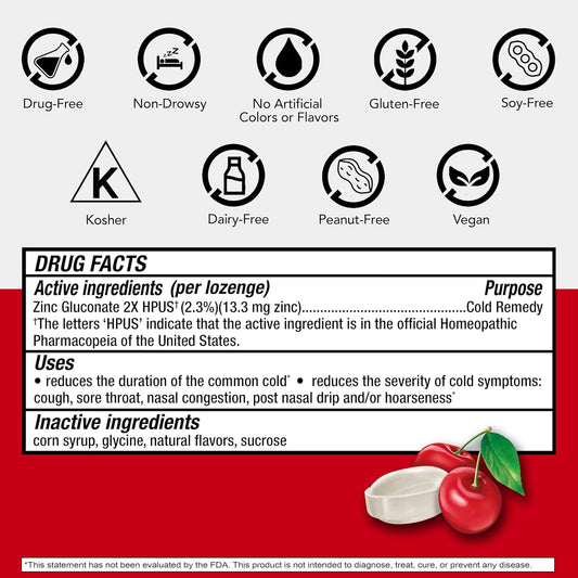 Cold-Eeze Natural Cherry Zinc Lozenges, Homeopathic Cold Remedy, Reduces Duration Of The Common Cold, Sore Throat, Cough, Congestion And Post Nasal Drip, 25 Count