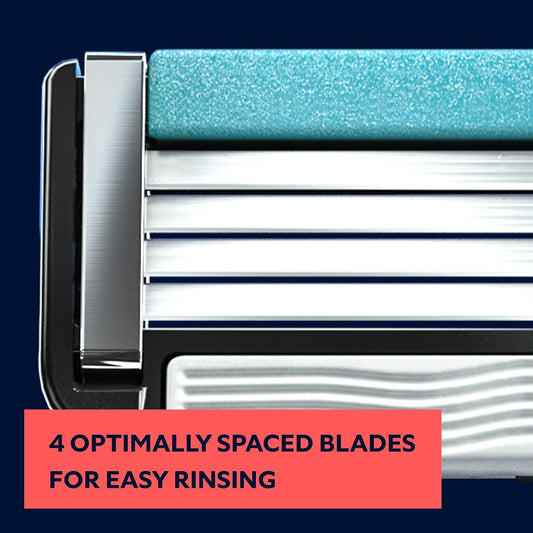 Dollar Shave Club 4-Blade Razor Refill Cartridges, 8 Count - Precision Cut Stainless Steel, Great For Long Hair And Hard To Shave Spots, Easy Rinsing