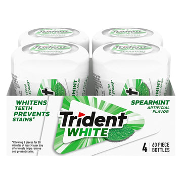 Trident White Spearmint Sugar-Free Chewing Gum, 4 Bottles Of 60 Pieces (240 Total Pieces)