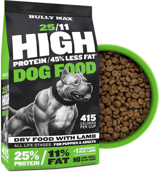 Bully Max 25/11 High Protein Dry Dog Food & 9-In-1 Dog Soft Chews For Immunity, Brain, Heart, Joint & Digestive Health - Puppy, Adult, Small & Large Breed Dog Supplement - 15 Lbs Food & 75 Tasty Chews
