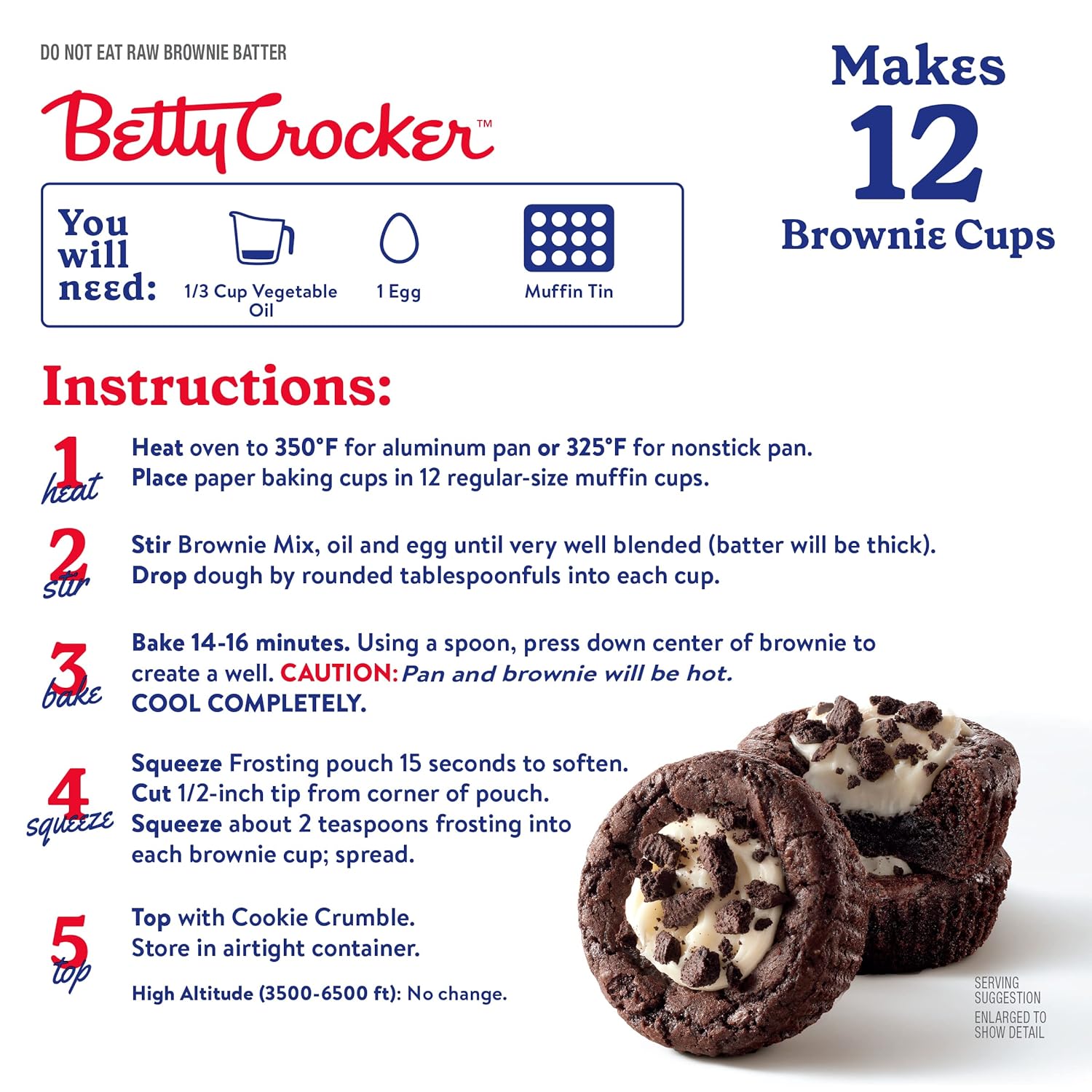 Betty Crocker Brownie Cups Mix, Cookies and Crème, 13.6 oz : Everything Else