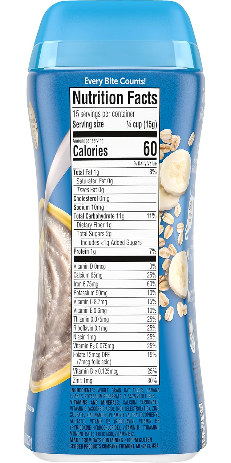 Gerber Cereal For Baby 2Nd Foods, Probiotic Oatmeal Banana, Made With Whole Grains, Real Fruit & Probiotics, 8-Ounce Canister (Pack Of 3)