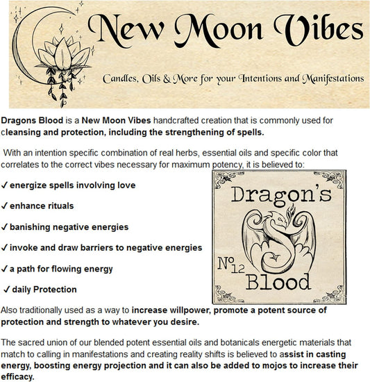 Dragons Blood New Moon Vibes 10ml Essential Oil Infused Misting Room Spray for Cleansing, Protection, Manifestation and Energy Boosting