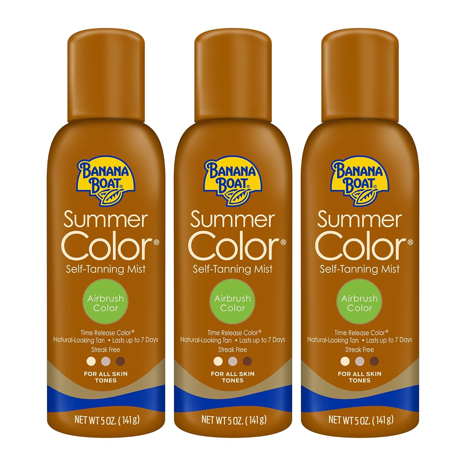 Banana Boat Self Tanning Spray for All Skin Tones, Airbrush Color, Reef Friendly, 5 Ounce - Pack of 3