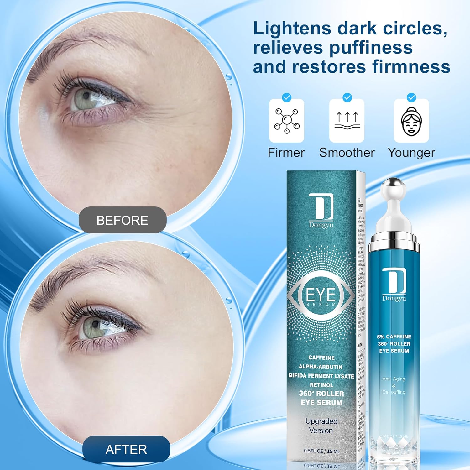 Dongyu Caffeine Eye Cream for Dark Circles: Under Eye Serum for Puffiness Bags Daily Care before Dates Parties Women Men : Beauty & Personal Care