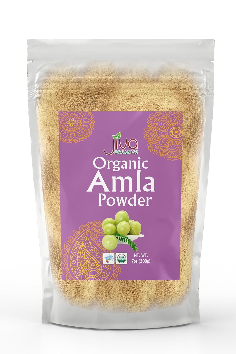 Jiva Organics Organic Pure Amla Berry Powder, 7 Ounce - Food Grade & Non-GMO - for Cooking & Beauty Care