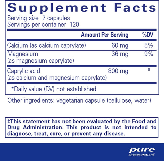 Pure Encapsulations Caprylic Acid | Supplement For Gut And Digestive Health, Gi Balance, Gastrointestinal Support, And Intestinal Health* | 240 Capsules