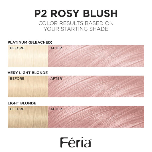 L'Oreal Paris Feria Multi-Faceted Shimmering Permanent Hair Color, P2 Rosy Blush (Smokey Pink)