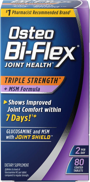 Osteo Bi-ex Triple Strength(5) with MSM, Glucosamine Joint Health Supplement, Coated Tablets, 80 Count