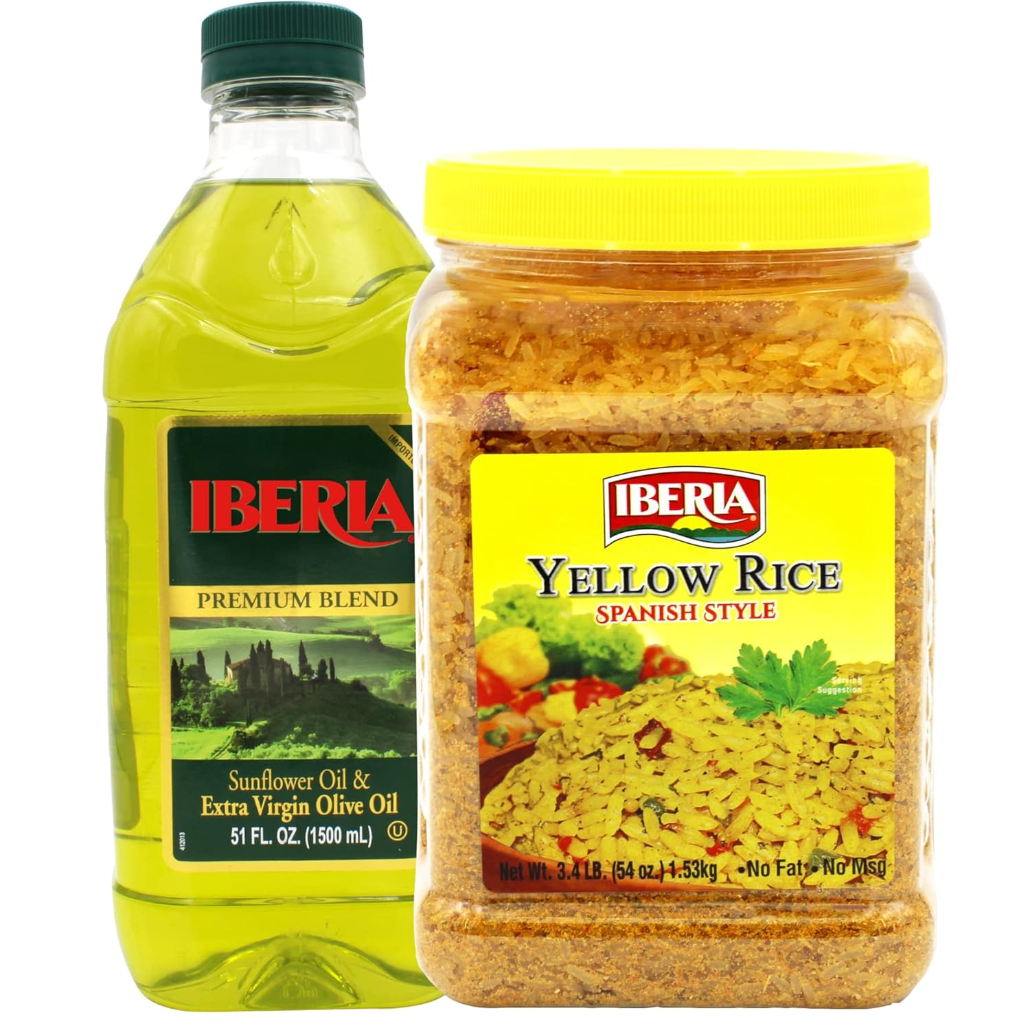 Iberia Sunflower & Extra Virgin Olive Oil 51 oz + Iberia Yellow Rice 3.4 lb. : Grocery & Gourmet Food