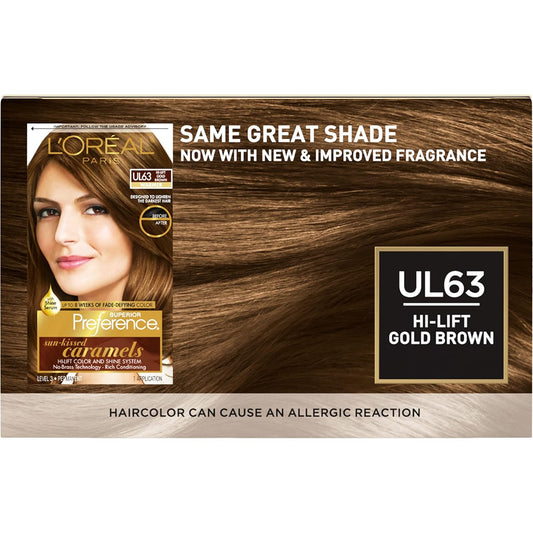 L'Oreal Paris Superior Preference Fade-Defying + Shine Permanent Hair Color, U163 Hi-Lift Golden Brown, Pack Of 2, Hair Dye