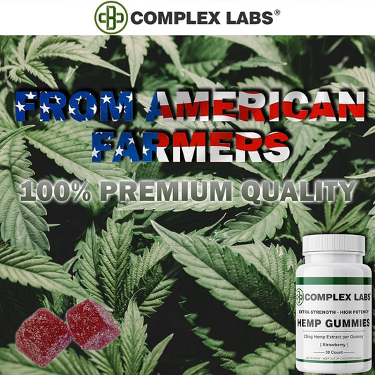 Hemp Gummies - Pure Hemp Extract 25mg per Gummy - Total Hemp Extract 7