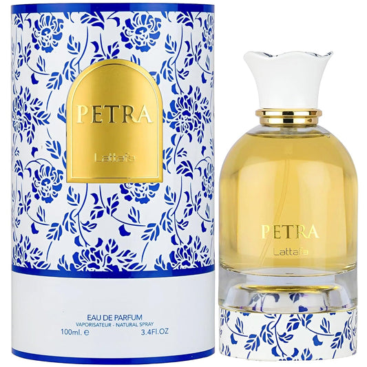 Lattafa Petra - Fruity, Gourmand, Floral, Musky - Eau De Parfum Long-Lasting Fragrance For Unisex, 3.4 Ounce / 100 Ml