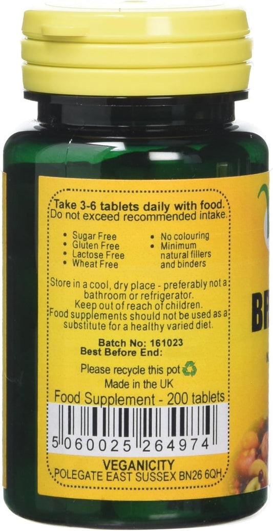 Veganicity Brewers Yeast Energy And General Well Being 300Mg Supplement 200 Tablets Pack Of 2