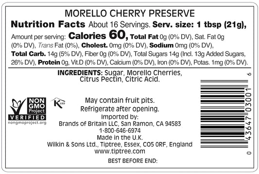 Tiptree Morello Cherry Preserve, 12 Ounce Jar