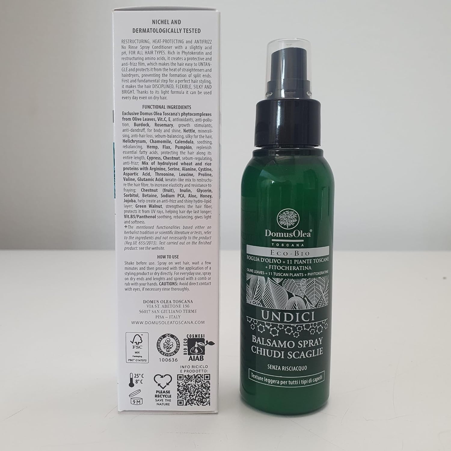Domus Olea Toscana Conditioner Spray, Heals Patches Of Dry Skin, Ideal For Normal Or Seborrheic-Prone Skin And Hair, Leave-In Formula, 100 Ml
