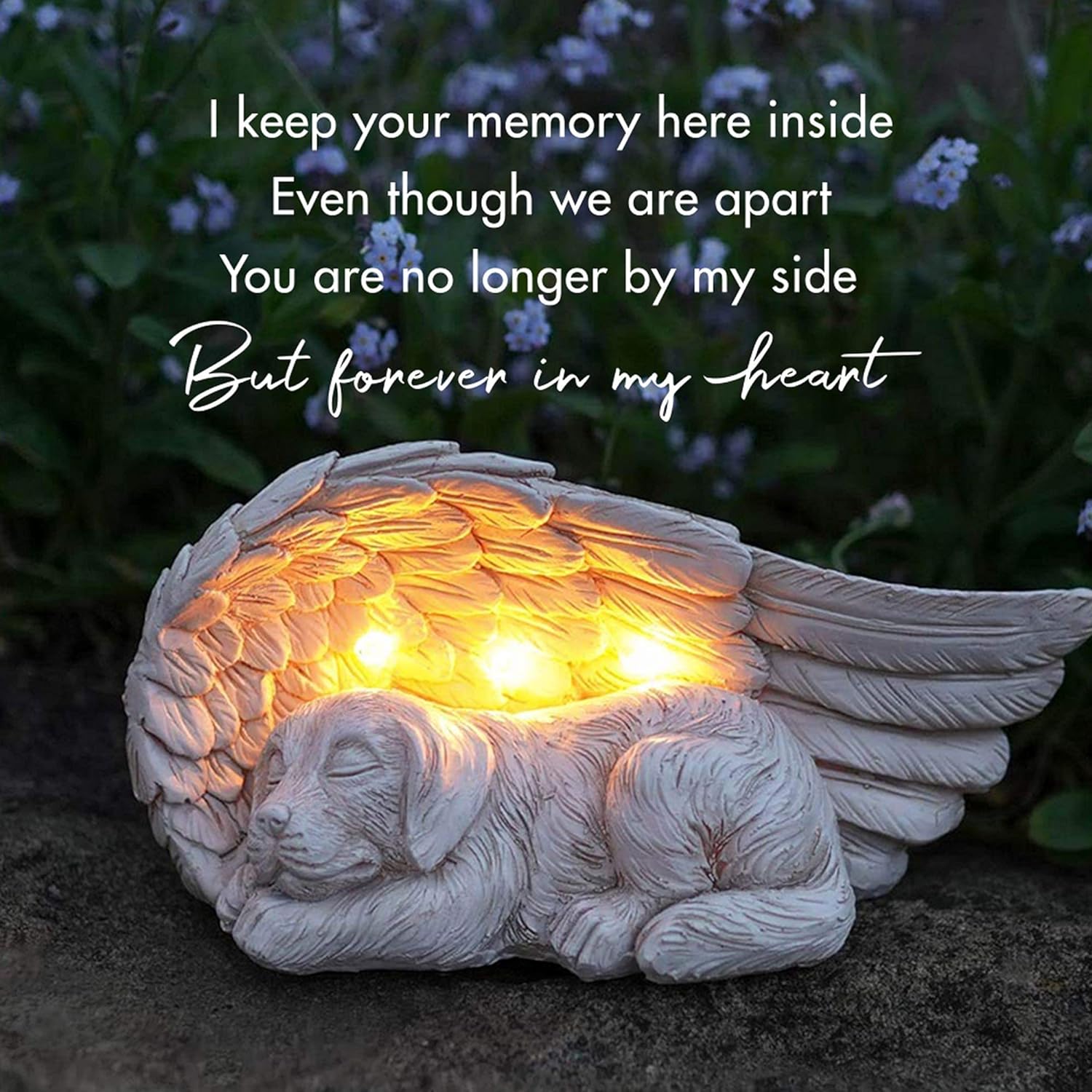 iHeartDogs Dog Memorial Gifts - Forever My Guardian Angel Garden Solar Light - Pet Memorial Stone : Pet Supplies