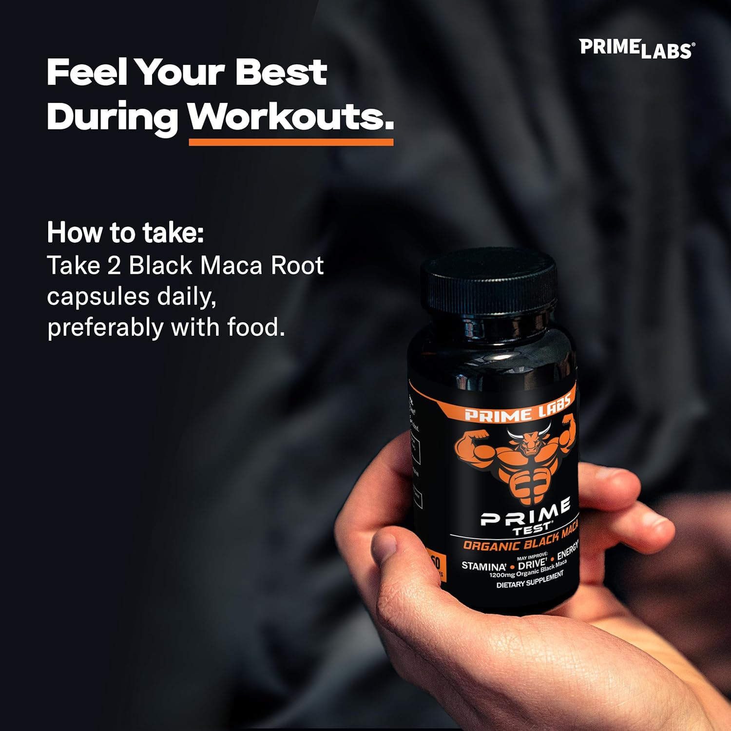 Prime Labs Organic Black Maca Root Capsules - 1200 mg Peruvian Black Maca Extract 20:1 - Black Maca Capsules for Men & Women - Stamina, Drive, Energy Supplements - 60 Maca Root Pills : Health & Household