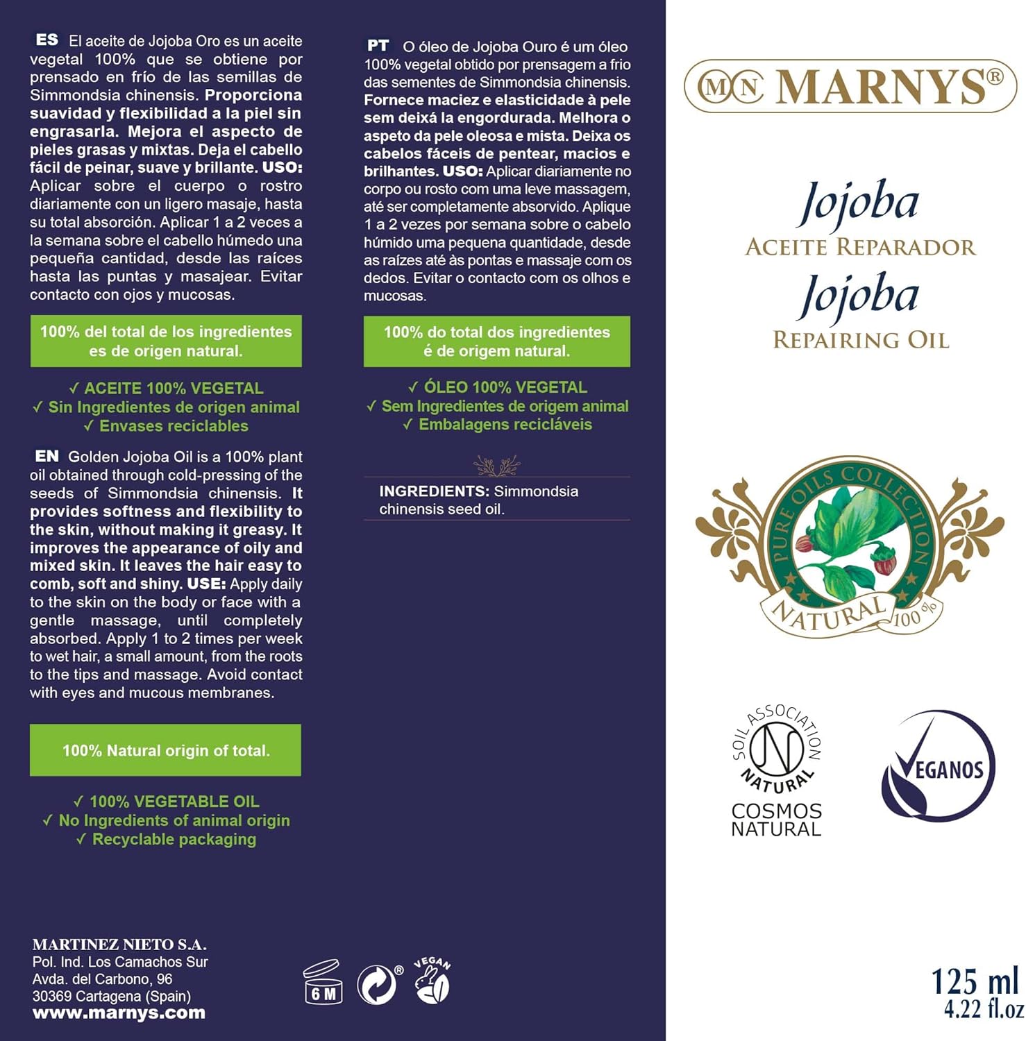 Marny'S Pure Jojoba Oil 125Ml