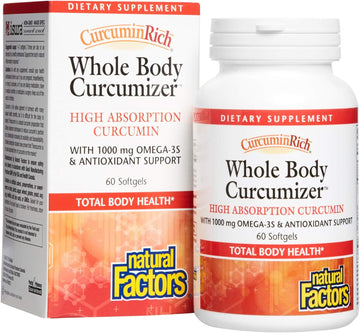CurcuminRich Whole Body Curcumizer by Natural Factors, Supports a Healthy Heart, Joints, Brain and Inflammatory Response with Omega-3 EPA and DHA, 60 softgels (30 servings)