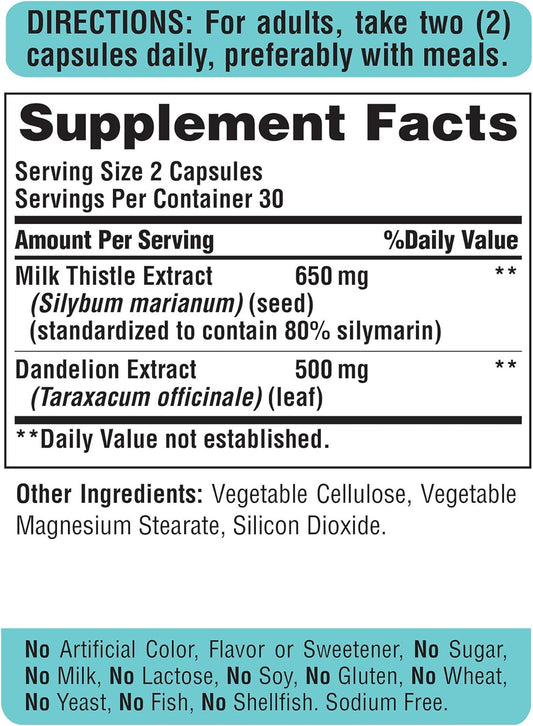 Puritan'S Pride Milk Thistle & Dandelion Extract 60 Count