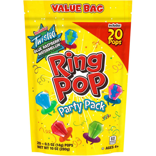 Ring Pop Individually Wrapped Bulk Lollipop- Variety Party Pack, 20 Lollipop 80 Count (Pack Of 4)