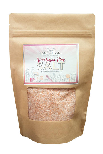 Relative Foods Pink Himalayan Salt, One Pound Bag, Resealable Bag. 100% Natural Pink Salt