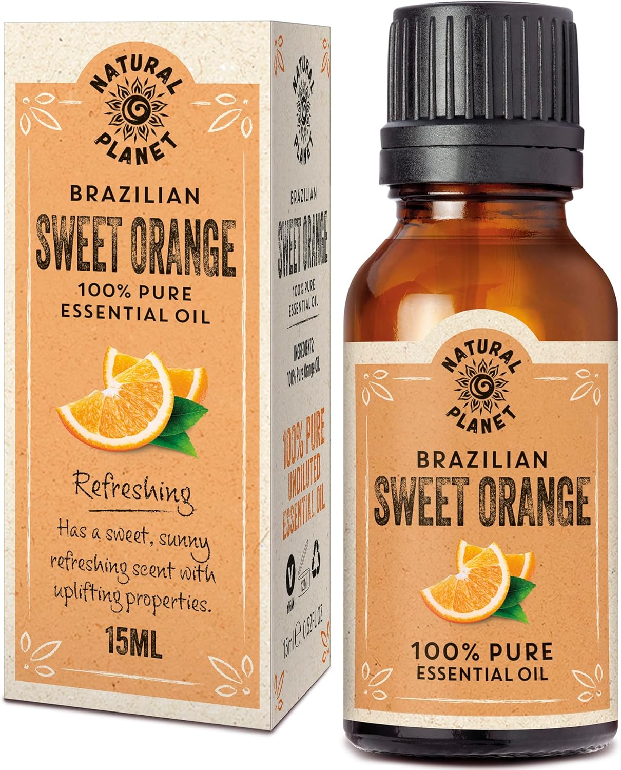 Natural Planet Brazilian Orange Essential Oil 15Ml Natural 100% Pure & Undiluted Natural Therapeutic Grade, Cruelty Free