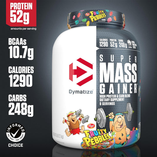 Dymatize Super Mass Gainer Protein Powder, 1290 Calories & 52G Protein, Mixes Easily, Tastes Delicious, Fruity Pebbles, 6 Pound