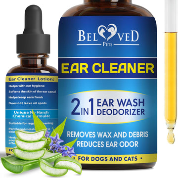 Cat & Dog Ear Cleaner Drops & Wash Solution - Yeast Otic Infection Treatment & Itchy Ear Relief For Pet - Wax Remover & Flush Remedy For Any Pets
