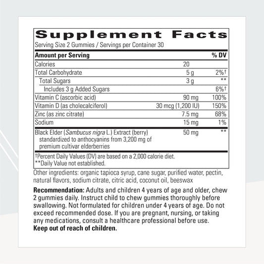 Integrative Therapeutics Black Elderberry With Zinc Gummies, 60 Gummies, Berry Flavored