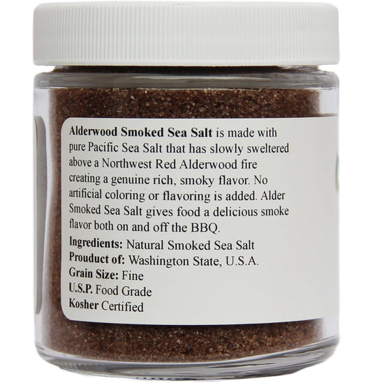 Viva Doria Alder Smoked Sea Salt, Alderwood Smoked Salt, Fine Grain, 5 Oz Glass Jar