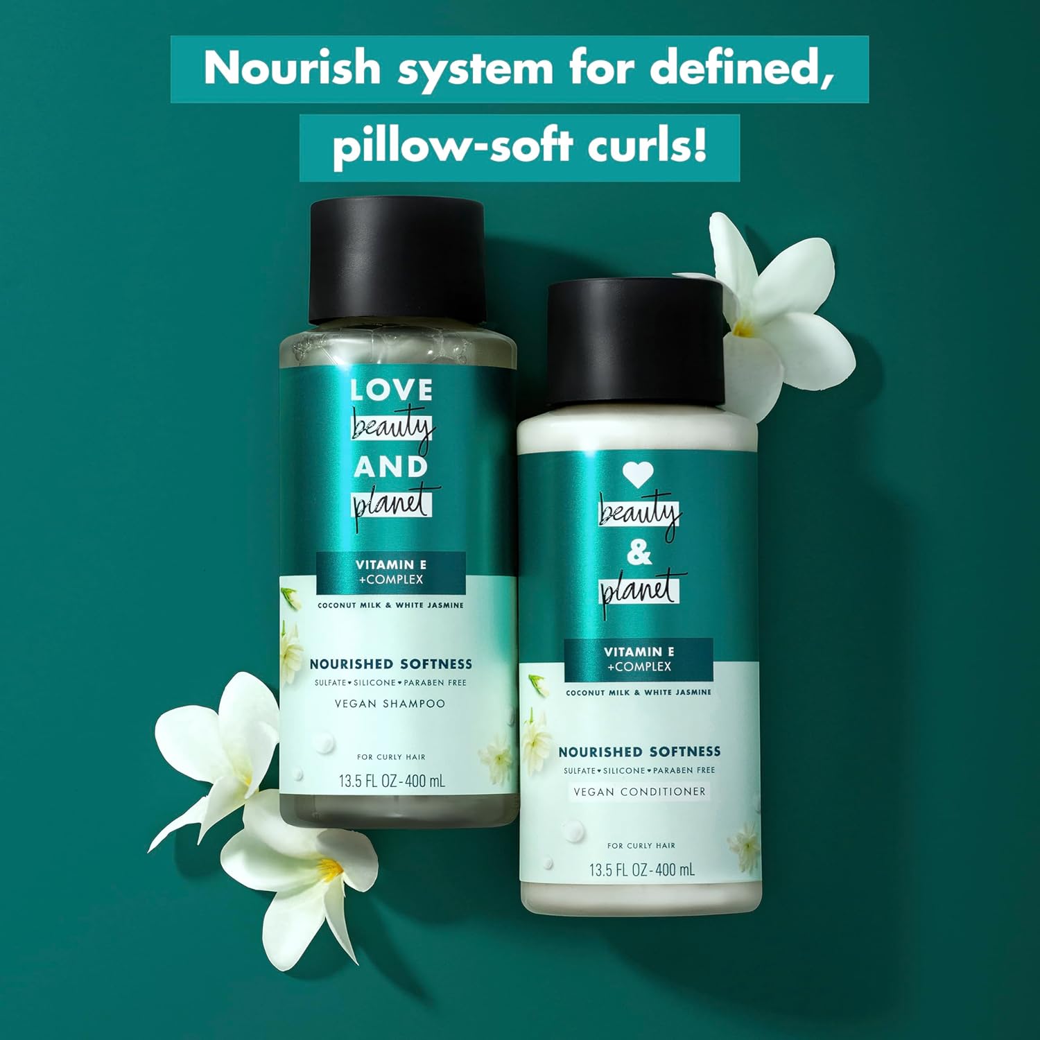 Love Beauty and Planet Conditioner with Vitamin E Coconut Milk & White Jasmine for Curly Hair & Natural Definition, Sulfate, Silicone, & Paraben Free. Cruelty-Free. 13.5 oz : Beauty & Personal Care