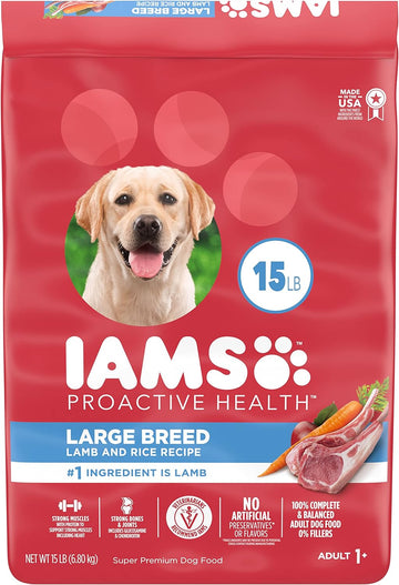 IAMS Proactive Health Large Breed Adult Dry Dog Food Lamb & Rice Recipe, 15 lb. Bag