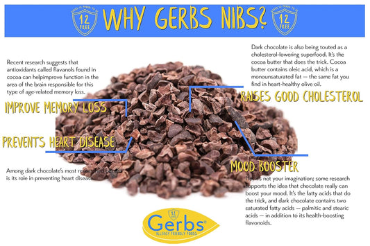 GERBS Cacao Nibs, 2lb. Bag, Top 14 Food Allergy Free, Fair Trade, NON GMO, Keto, Paleo Friendly