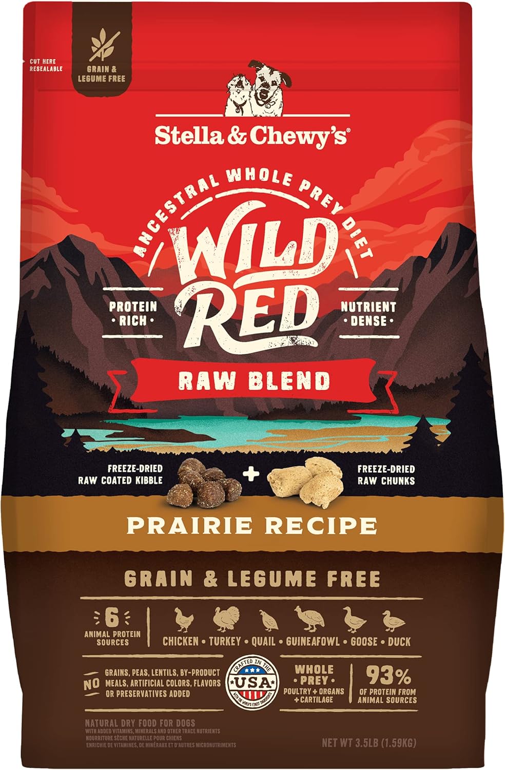 Stella & Chewy'S Wild Red Dry Dog Food Raw Blend High Protein Grain & Legume Free Prairie Recipe, 3.5 Lb. Bag