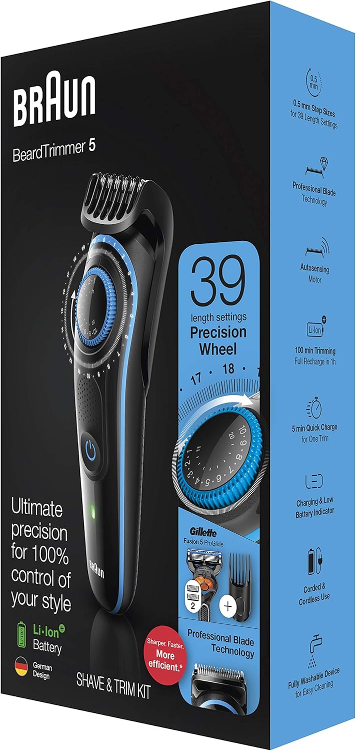 Braun Beard Trimmer BT5240, Hair Clippers for Men, Cordless & Rechargeable with Gillette ProGlide Razor : Beauty & Personal Care