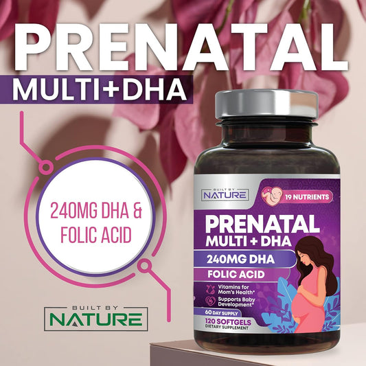 Prenatal Vitamins For Women - Multivitamin With Dha, Folic Acid, Vitamin C, B12, Iron & Omega-3 - Before, During & Post Pregnancy Supplement For Healthy Growth & Brain Development - 120 Softgels