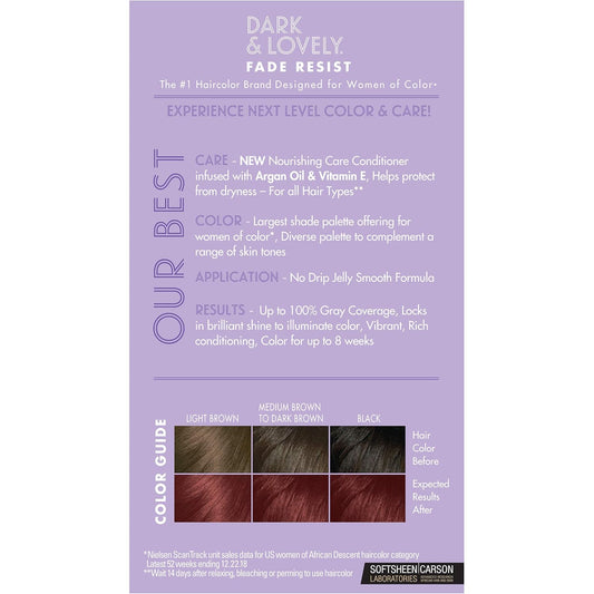 Softsheen-Carson Dark And Lovely Fade Resist Rich Conditioning Hair Color, Permanent Hair Color, Up To 100 Percent Gray Coverage, Brilliant Shine With Argan Oil And Vitamin E, Rich Auburn