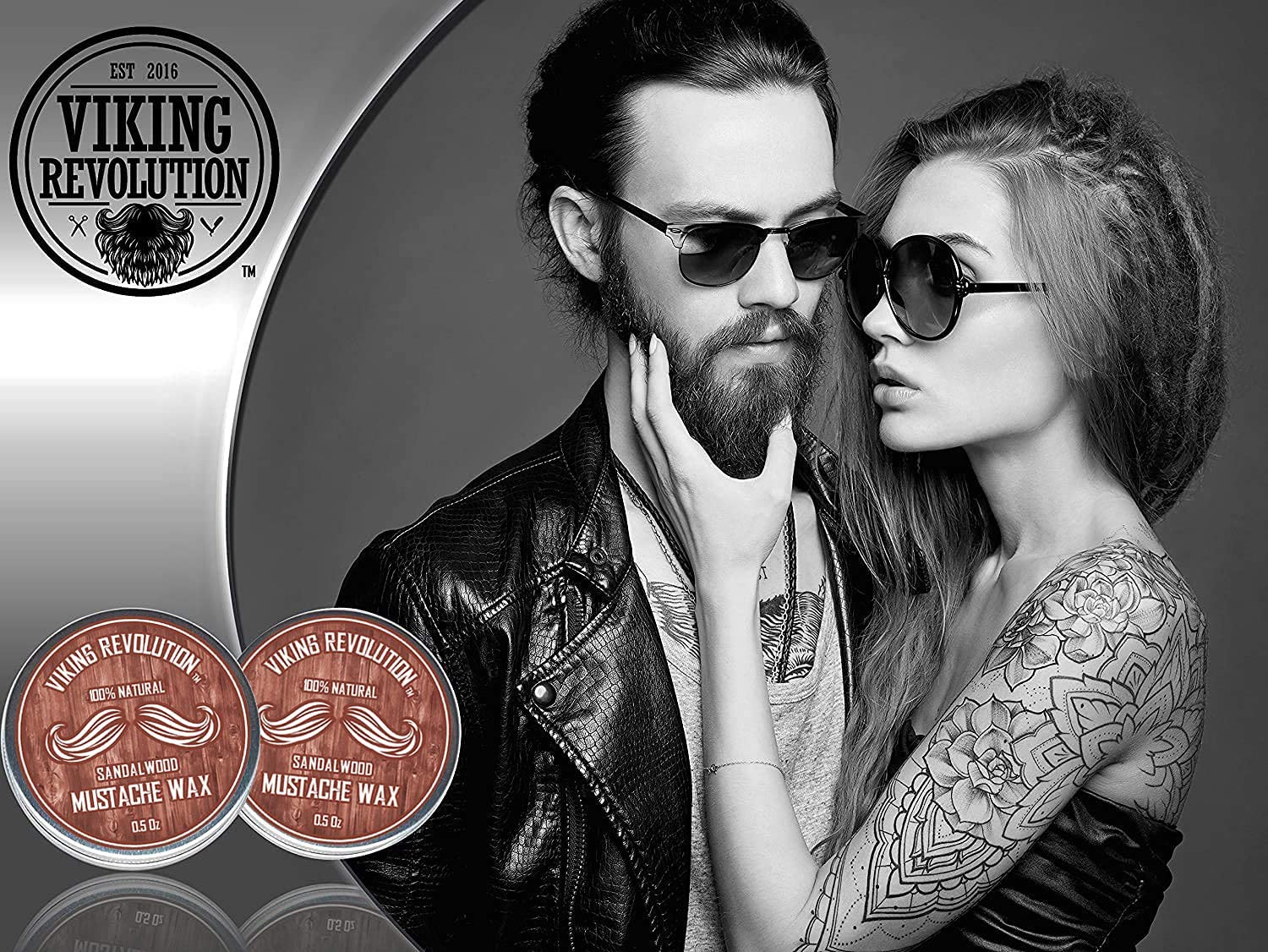 Viking Revolution Mustache Wax 2 Pack - Beard & Moustache Wax for Men - Strong Hold Helps Train Tame & Style (Sandalwood, 2 pack) : Beauty & Personal Care