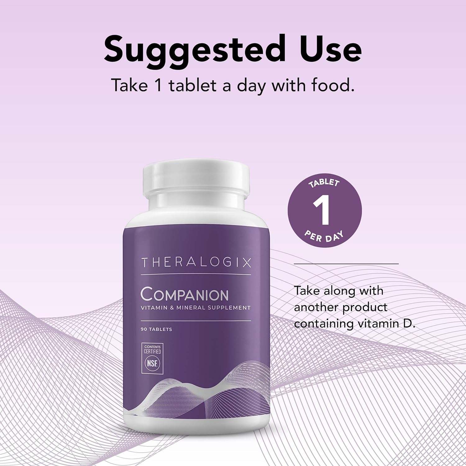 Theralogix Companion Multivitamin & Mineral Supplement - 90-Day Supply - Supplement for Women & Men Without Iron, Vitamin D, or Vitamin K - B Vitamins, Zinc & Magnesium - NSF Certified - 90 Tablets : Health & Household
